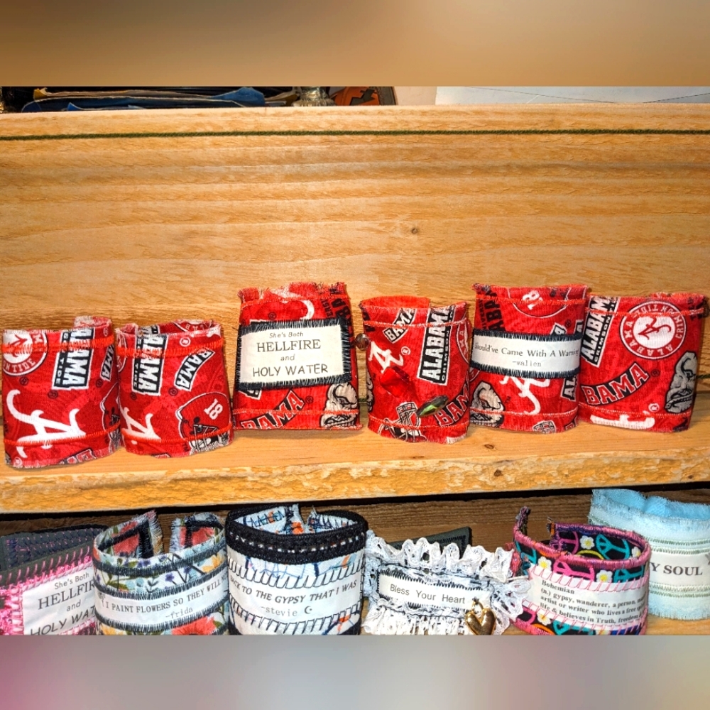ALABAMA ROLL TIDE Bracelet Cuff One of a Kind HANDCRAFTED